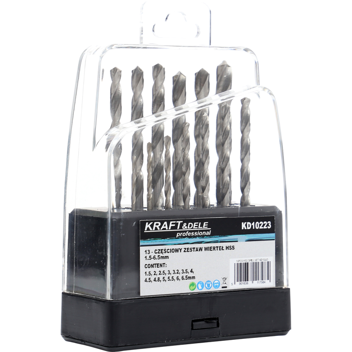 Wiertła do metalu i drewna HSS 13szt. KD10223