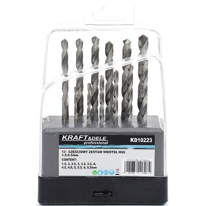 Wiertła do metalu i drewna HSS 13szt. KD10223