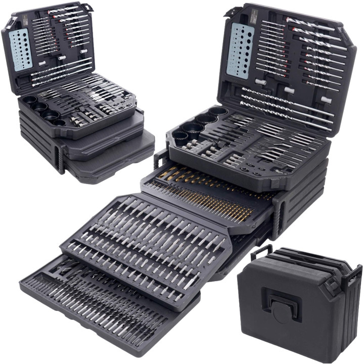 Komplet otwornic, dłut, bitów - 300el. KD998