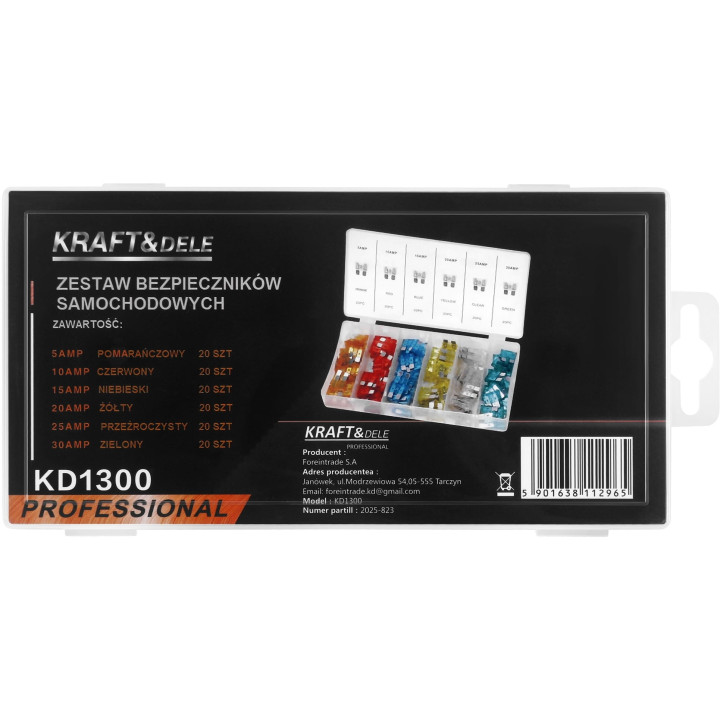Bezpieczniki samochodowe 5-30A. 120szt. KD1300