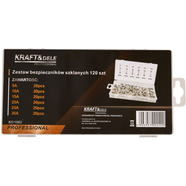 Bezpieczniki szklane 120szt.  5-30A KD1302