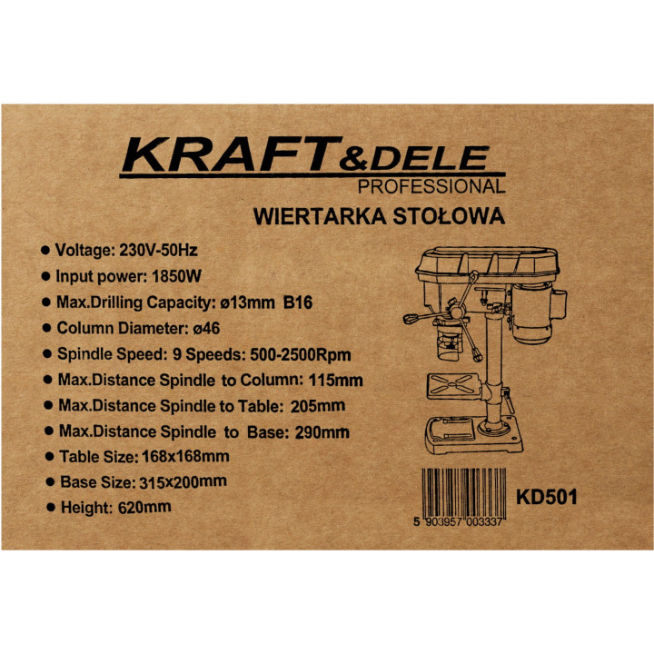 WIERTARKA STOŁOWA 1850W 13MM 9-stopniowa  KD501