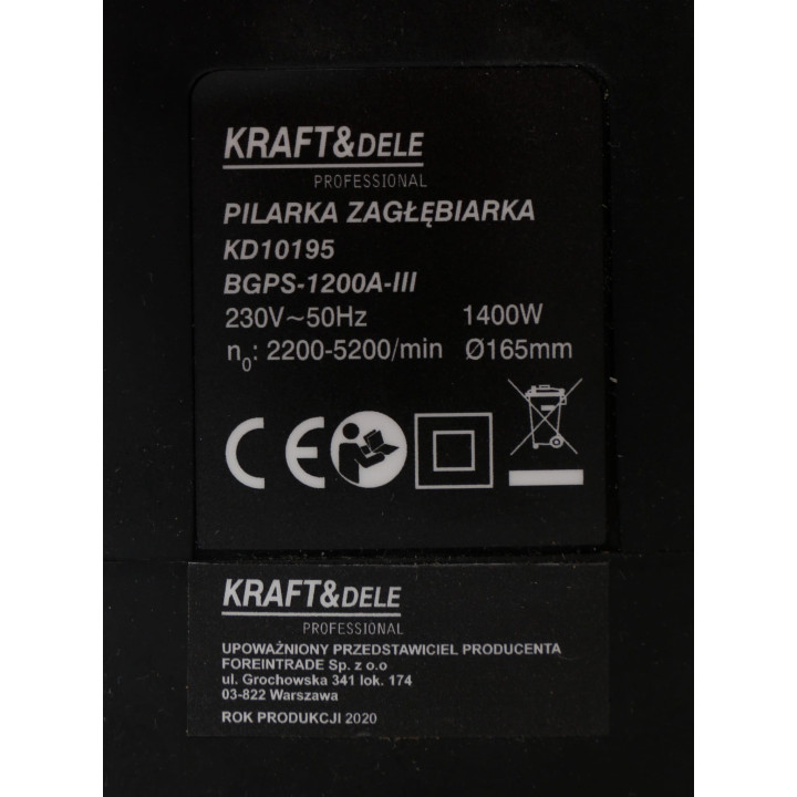 Pilarka zagłębiarka piła tarczowa 1400W KD10195