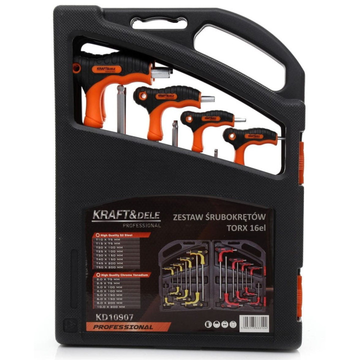 Zestaw śrubokrętów TORX 16el. KD10907