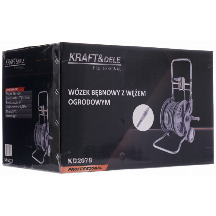 Wózek ogrodowy z wężem 45m+2m 1/2" KD2078