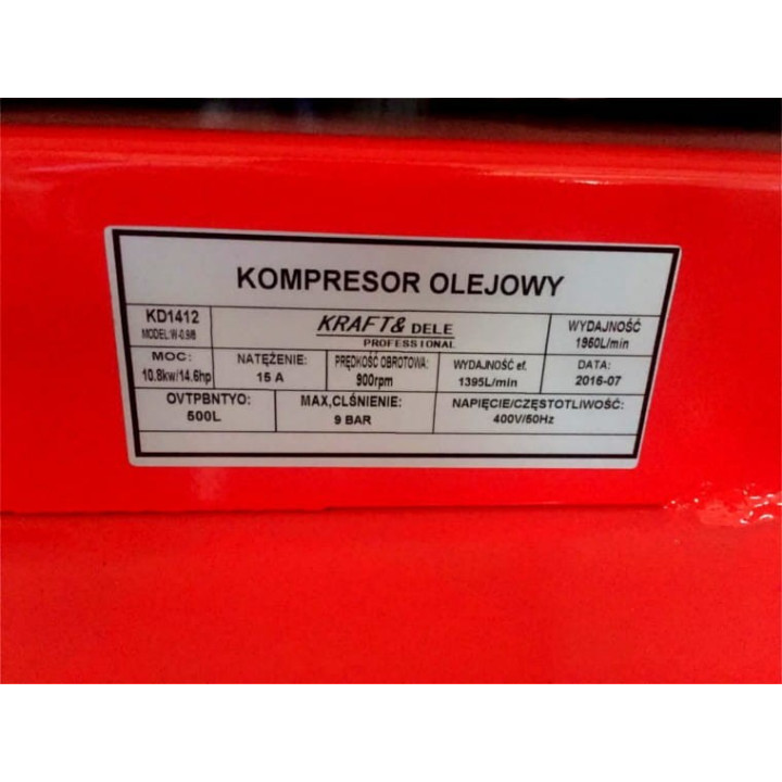 Kompresor Olejowy 500L 3tłoki Separator KD1490