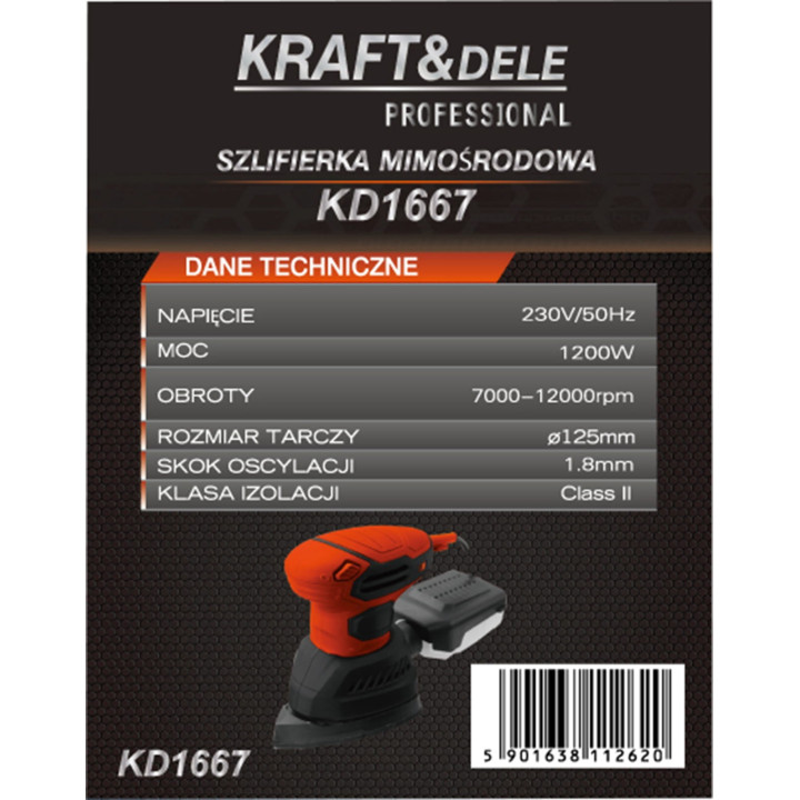 Szlifierka mimośrodowa 1200W 12000rpm KD1667
