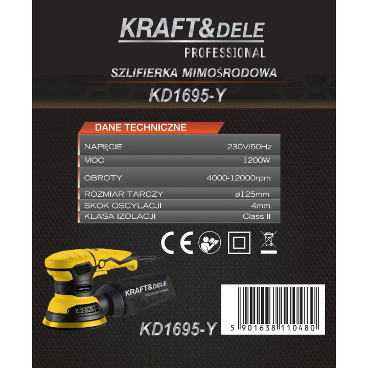 Szlifierka mimośrodowa 1200W 125mm KD1695-Y