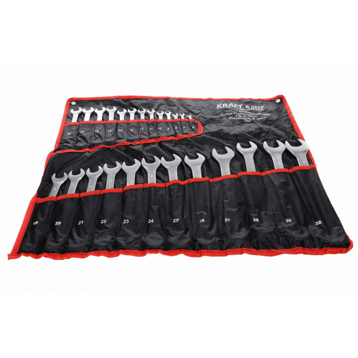 KLUCZE PŁASKO-OCZKOWE 25el. CRV 6-32mm KD10930