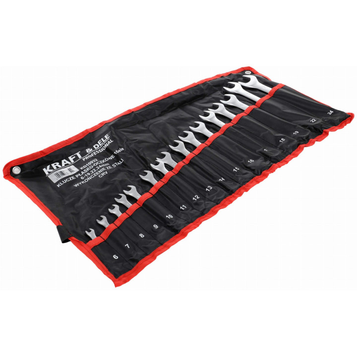 KLUCZE PŁASKO-OCZKOWE 16el. CRV 6-24mm KD10932