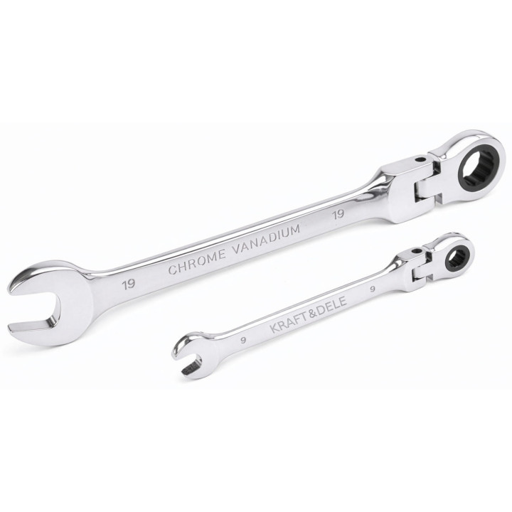 Klucze płasko oczkowe z grzechotką łamane 12el. 8-19mm KD10947