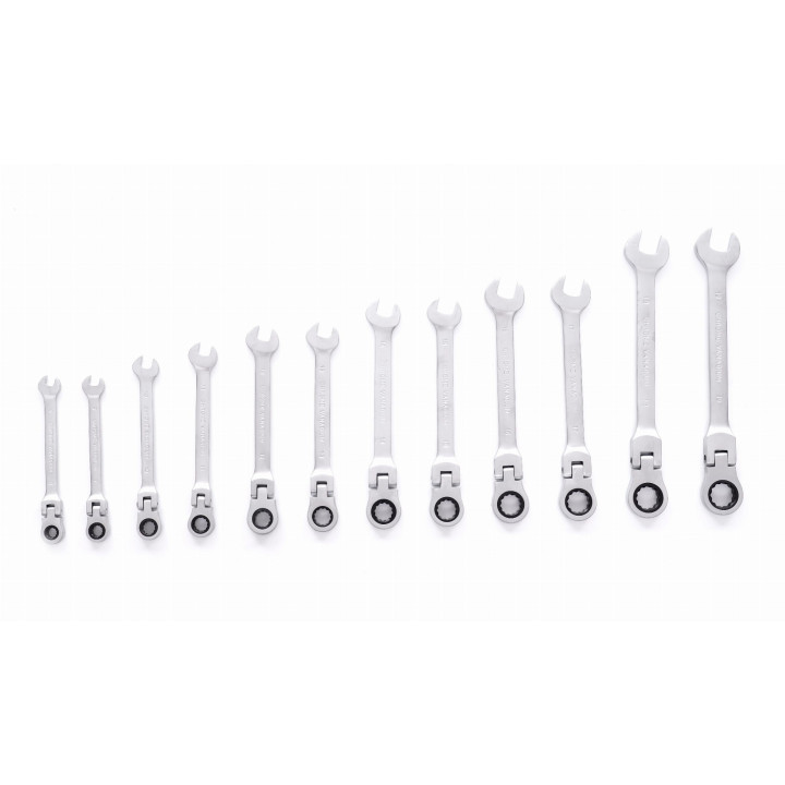 Klucze płasko oczkowe z grzechotką łamane 12el. 8-19mm KD10947