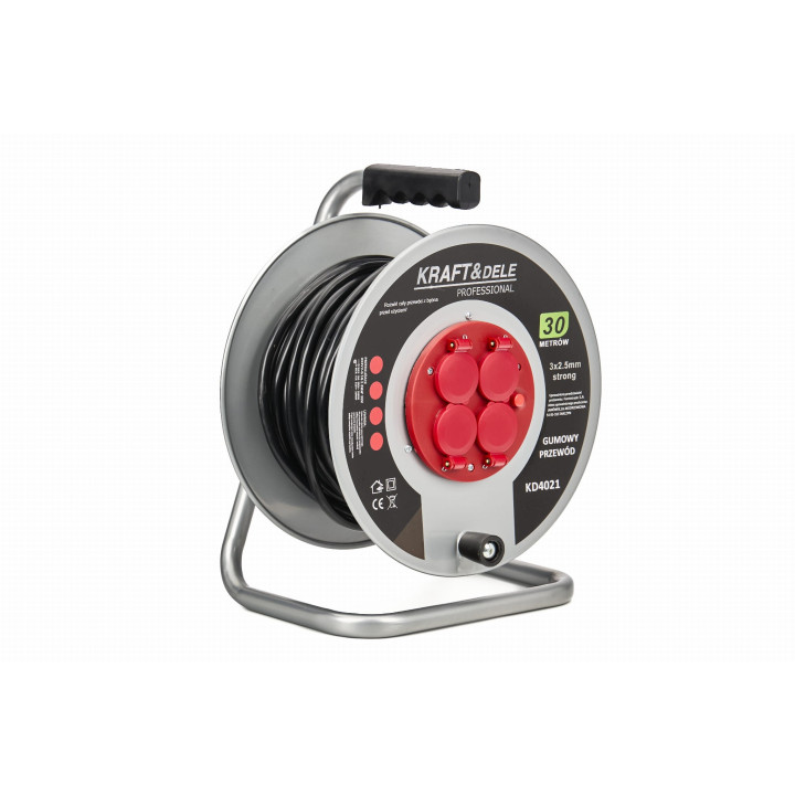 PRZEDŁUŻACZ OGRODOWY BĘBNOWY 3x2.5mm 30M KD4021