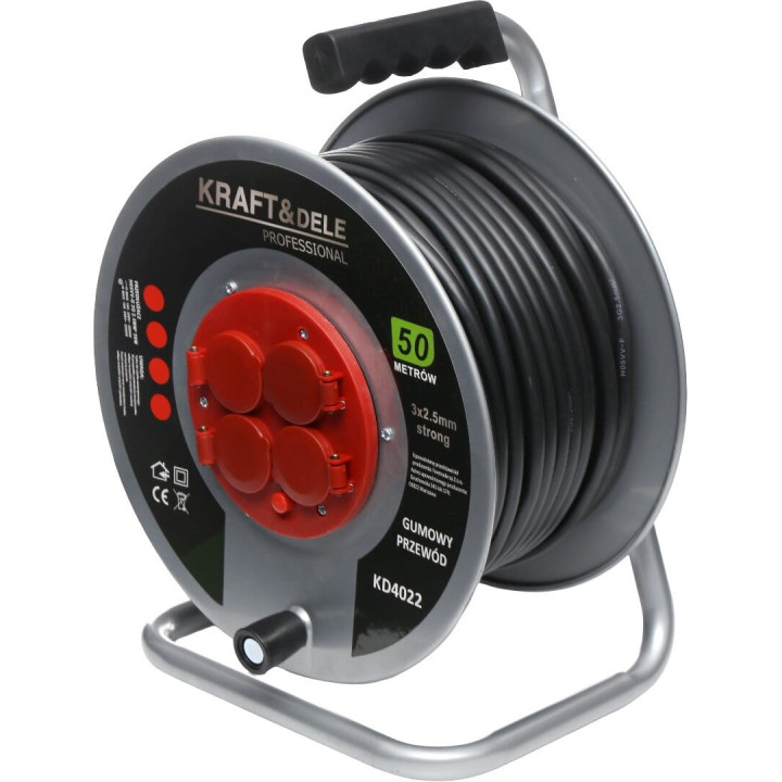 PRZEDŁUŻACZ OGRODOWY BĘBNOWY 50M 3x2,5mm KD4022