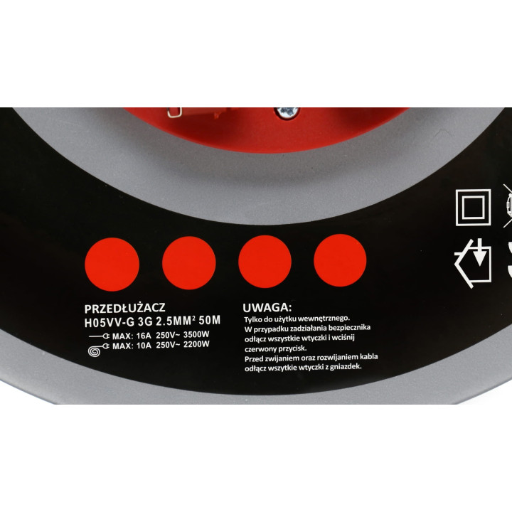 PRZEDŁUŻACZ OGRODOWY BĘBNOWY 50M 3x2,5mm KD4022