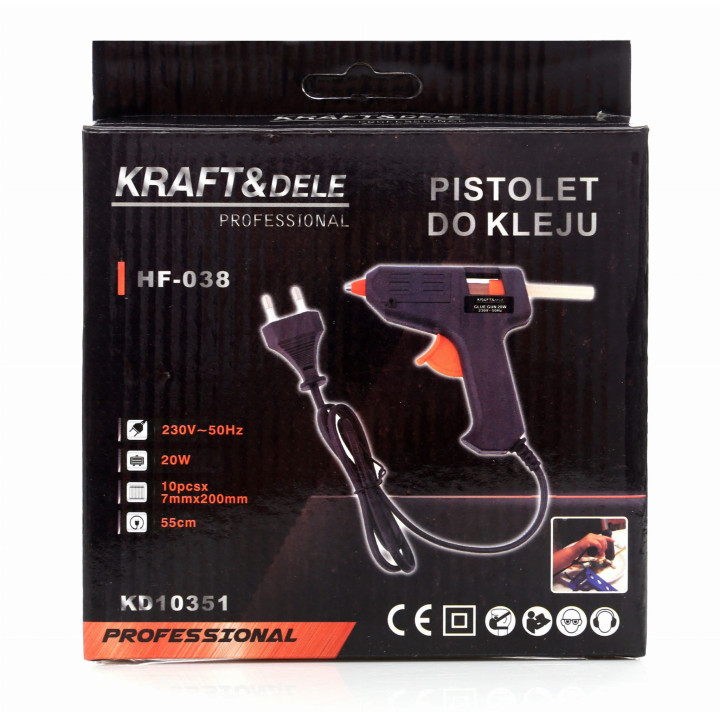 PISTOLET DO KLEJU NA GORĄCO 20W + 7 WKŁADÓW KD10351