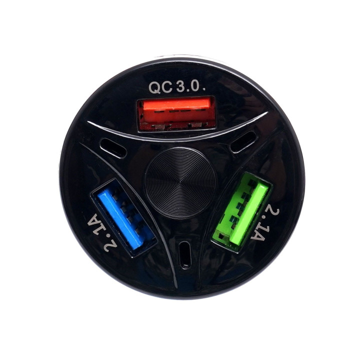 Ładowarka samochodowa  QUICK CHARGE 3 porty USB LED KD1238