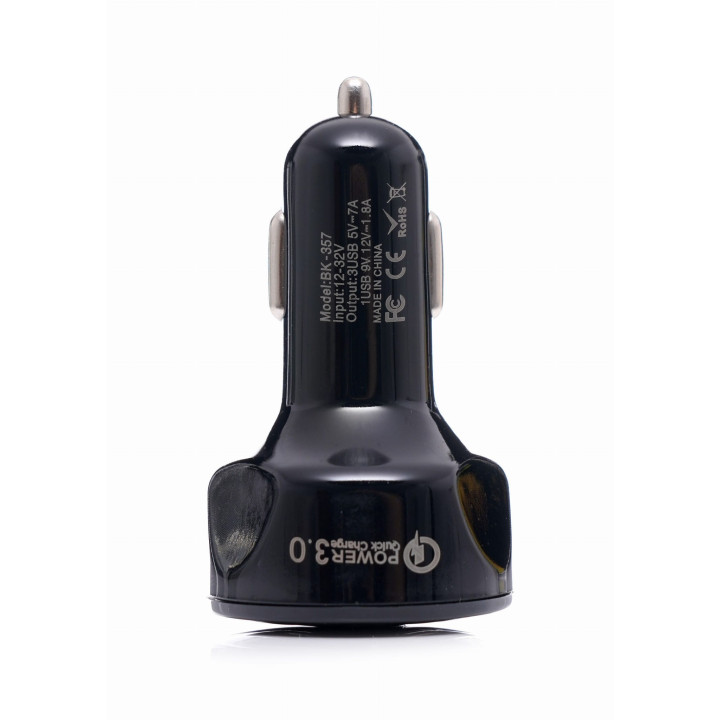Ładowarka samochodowa  QUICK CHARGE 3 porty USB LED KD1238