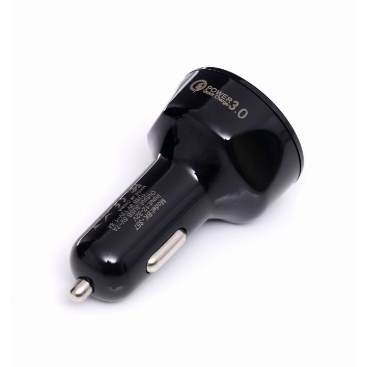 Ładowarka samochodowa  QUICK CHARGE 3 porty USB LED KD1238