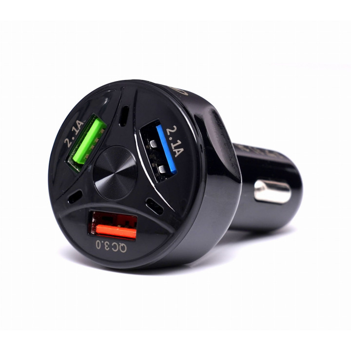 Ładowarka samochodowa  QUICK CHARGE 3 porty USB LED KD1238