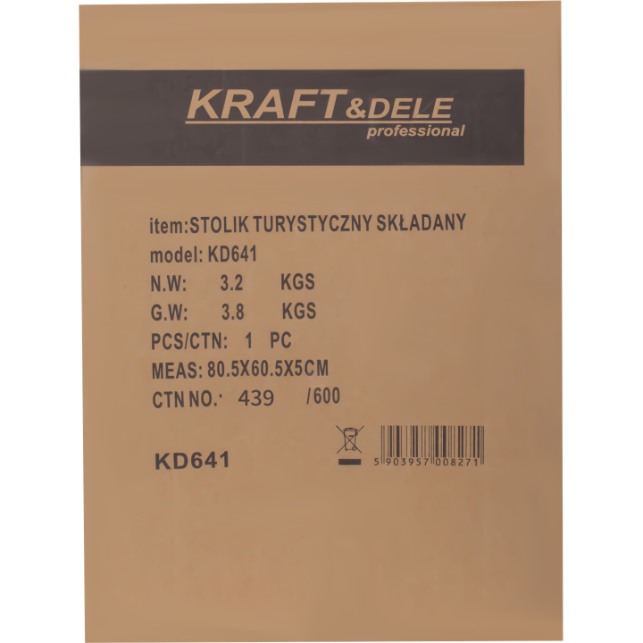 STÓŁ WARSZTATOWY / STOLIK TURYSTYCZNY 80x60 cm KD641