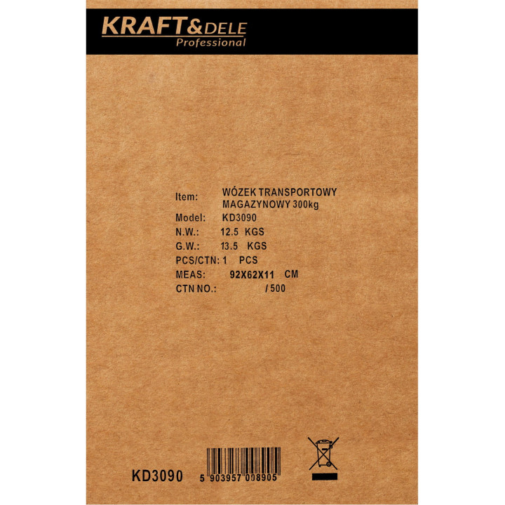 Wózek platformowy transportowy magazynowy 300kg KD3090