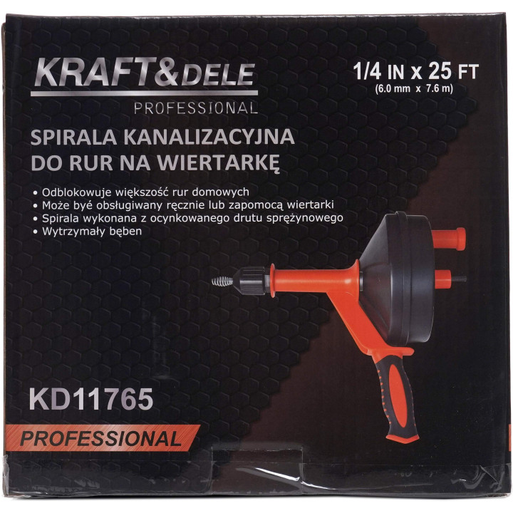 Spirala kanalizacyjna do rur 6 mm x 7,6 m KD11765