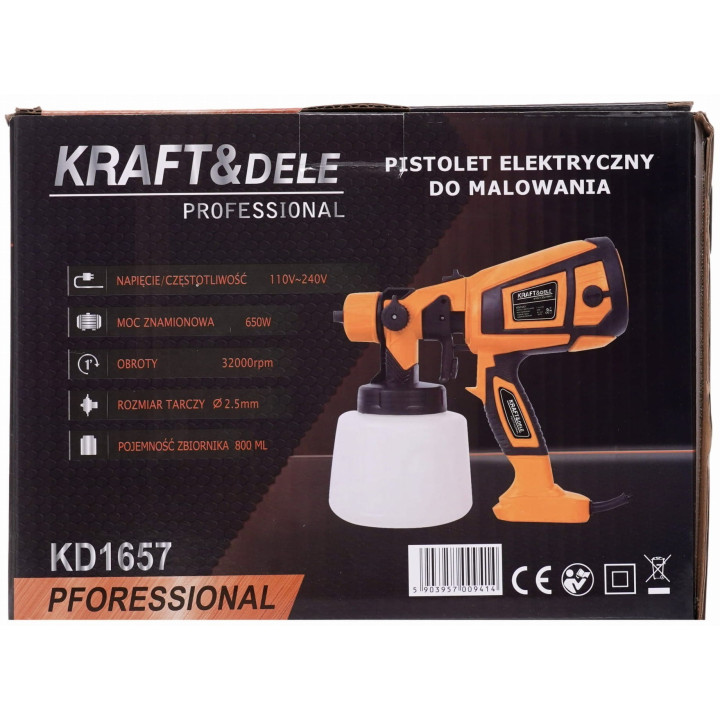 Pistolet lakierniczy HVLP 650W 800ML KD1657