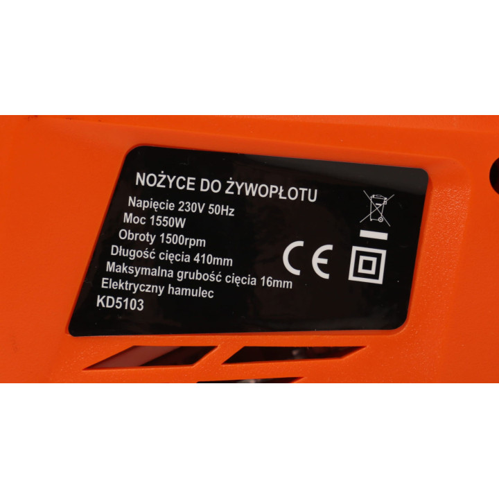 ELEKTRYCZNE NOŻYCE DO ŻYWOPŁOTU 1550W KD5103