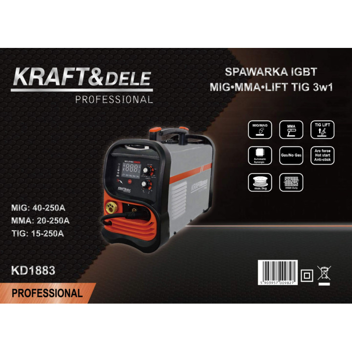 SPAWARKA IGBT-GAZ/BEZ GAZU MIG/MMA/TIG KD1883