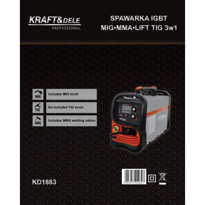 SPAWARKA IGBT-GAZ/BEZ GAZU MIG/MMA/TIG KD1883