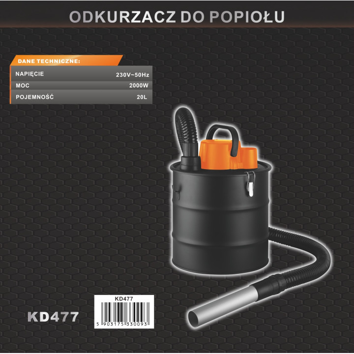 Odkurzacz do popiołu 2000W 20L KD477