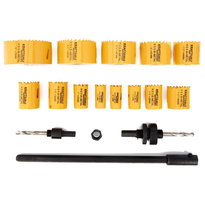 ZESTAW OTWORNIC DO DREWNA I METALU 17szt. 19-76mm + adapter KD10758