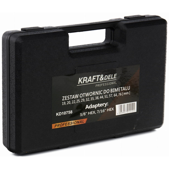 ZESTAW OTWORNIC DO DREWNA I METALU 17szt. 19-76mm + adapter KD10758