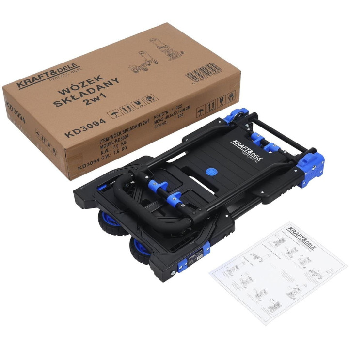 Wózek 2w1 składany transportowy magazynowy 150kg KD3094