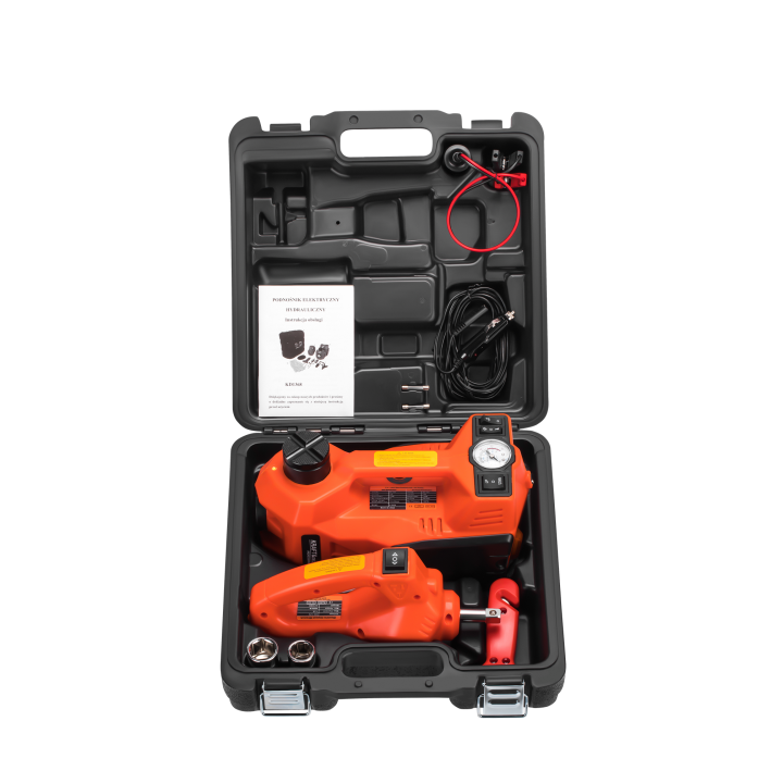 PODNOŚNIK SAMOCHODOWY LEWAREK PUNKTOWY HYDRAULICZNY 12V 5T + KLUCZ DO KÓŁ KD1368