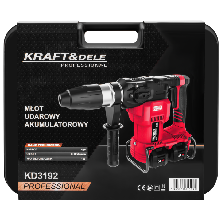 Młot udarowy akumulatorowy 42V 10J BEZSZCZOTKOWY 2 x 4Ah KD3192