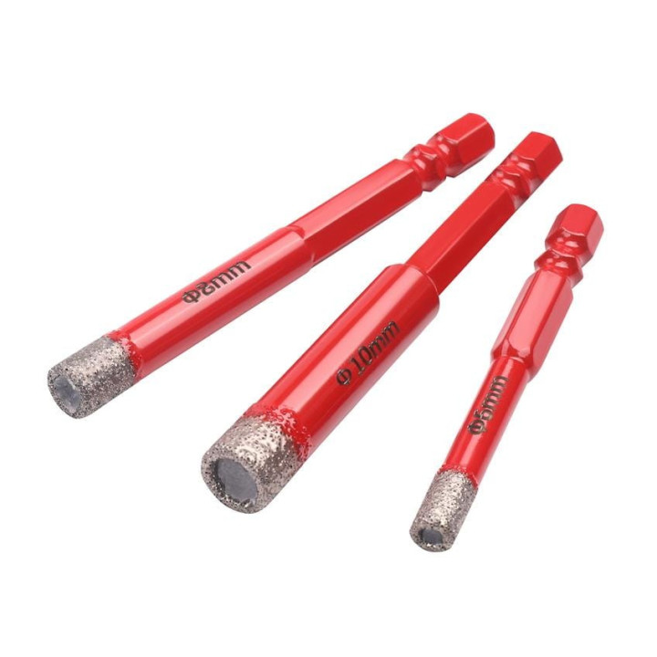 Zestaw otwornic diamentowych do gresu 3 elementy HEX 6 8 10 mm KD12645