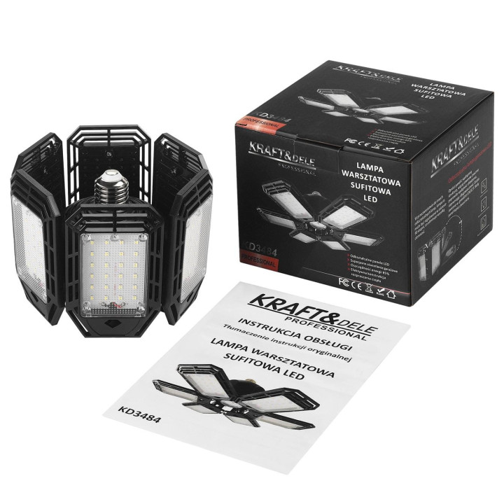 LAMPA WARSZTATOWA LED SUFITOWA SKŁADANA 180W 18500LM KD3484