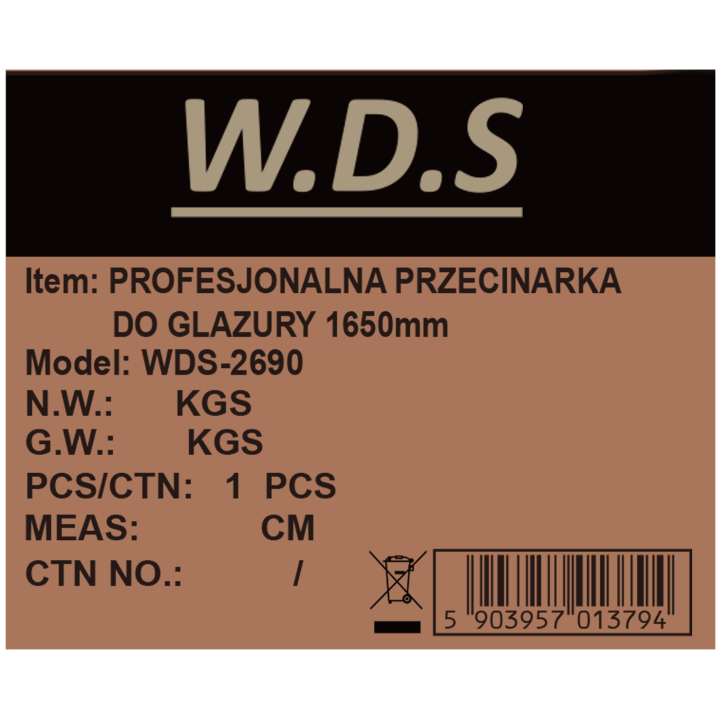 Profesjonalna przecinarka do glazury 1650mm WDS2690