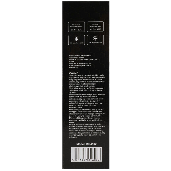Kubek termiczny 500ml dotykowy LED KD4102