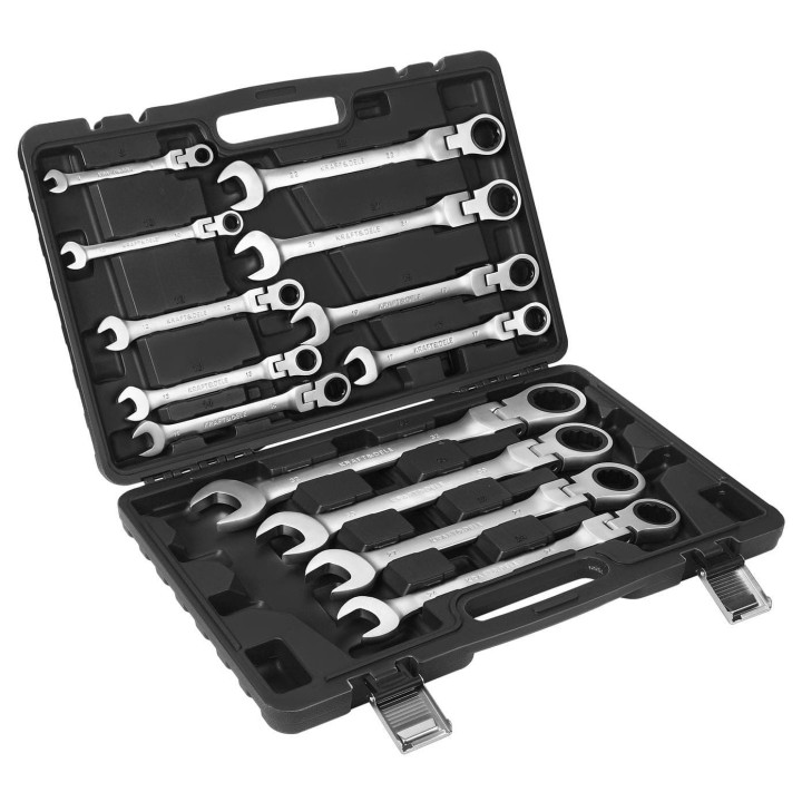 KLUCZE PŁASKO-OCZKOWE Z GRZECHOTKĄ ŁAMANE 13szt 8-32mm KD11305