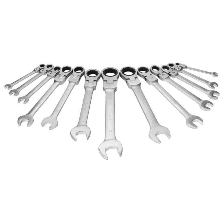 KLUCZE PŁASKO-OCZKOWE Z GRZECHOTKĄ ŁAMANE 13szt 8-32mm KD11305
