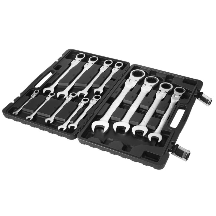 KLUCZE PŁASKO-OCZKOWE Z GRZECHOTKĄ ŁAMANE 13szt 8-32mm KD11305