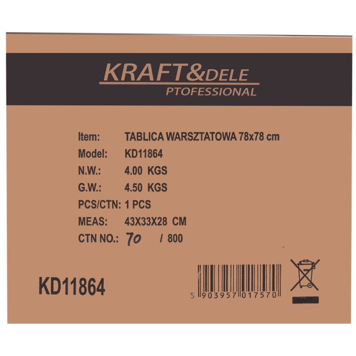 TABLICA WARSZTATOWA 78X78CM KD11864
