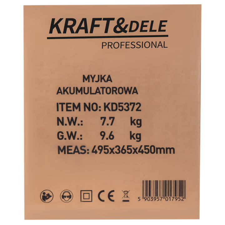Myjka akumulatorowa ze zbiornikiem 20L 700W 42V 3000mAh 200bar 260l/h KD5372