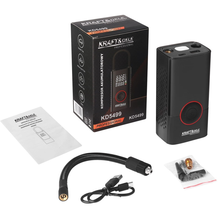 KOMPRESOR AKUMULATOROWY + LATARKA 85W 4000mAh KD5499