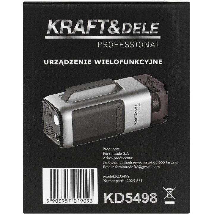 URZĄDZENIE WIELOFUNKCYJNE ODKURZACZ / JUMP-STARTER / POMPKA / DMUCHAWA / LATARKA / POWERBANK KD5498