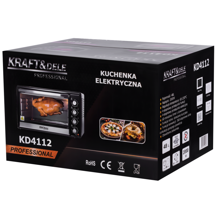KUCHENKA ELEKTRYCZNA 48L 2000W FUNKCJA ROŻNA+AKCESORIA KD4112