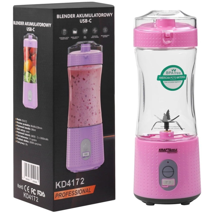 Blender akumulatorowy USB-C 380ml / 2x3000mAh KD4172
